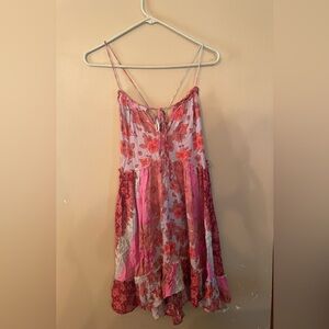 Free people floral pink dress large NWT